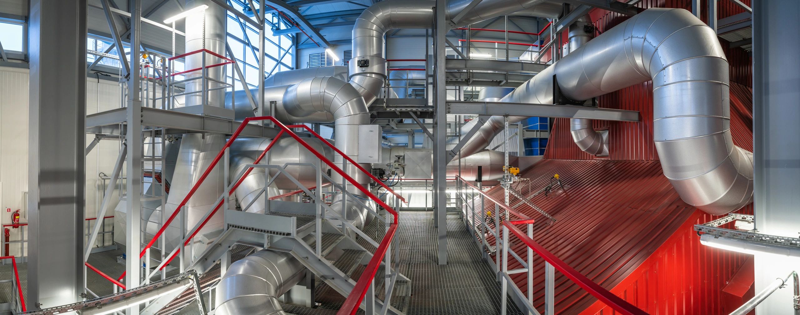 Industrial piping and equipment inside a plant