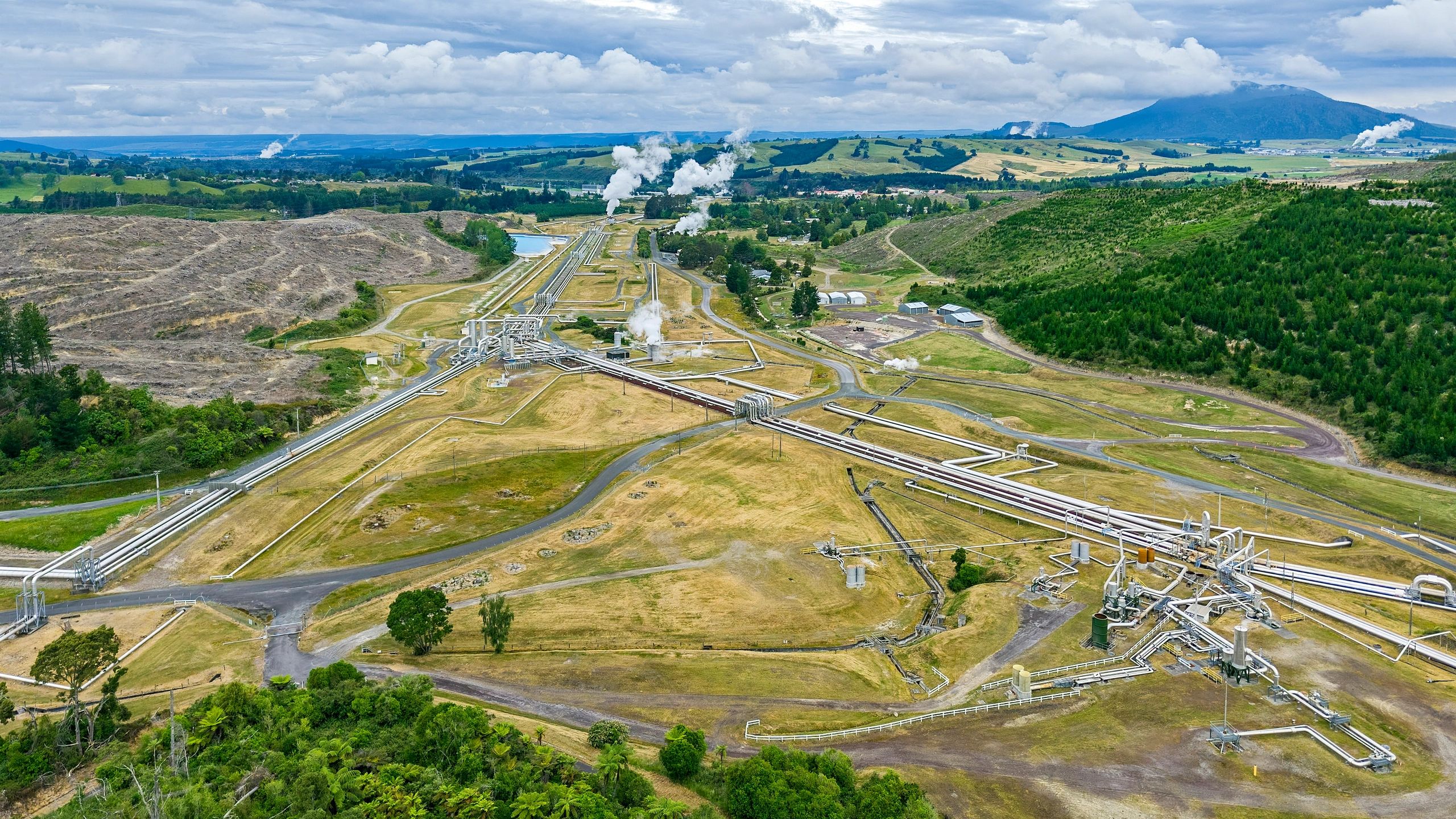 Aerial view of an industrial power facility