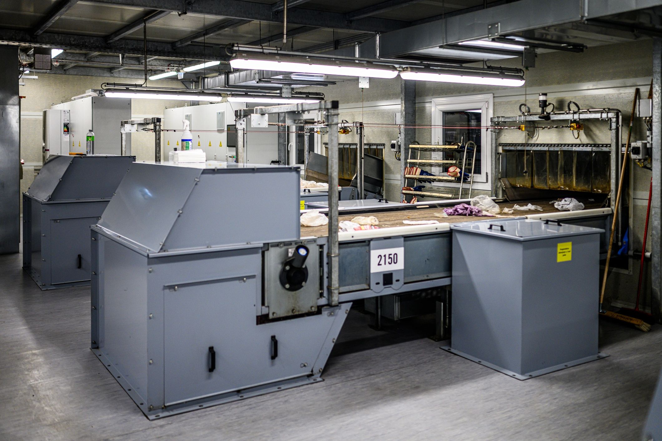 Industrial facility interior with processing equipment