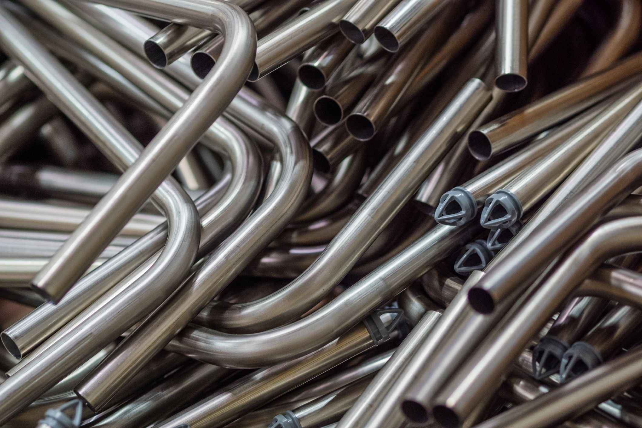 Stainless steel pipes in an industrial setting